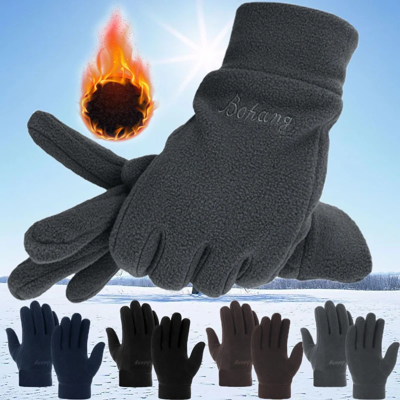 Top Trends: Men Winter Warm Glove Non-slip Touchscreen Outdoor Drive Skin Windproof Fleece Mitten Velvet Thermal Plus Thick Glove Motorcycle Shoppable Styles