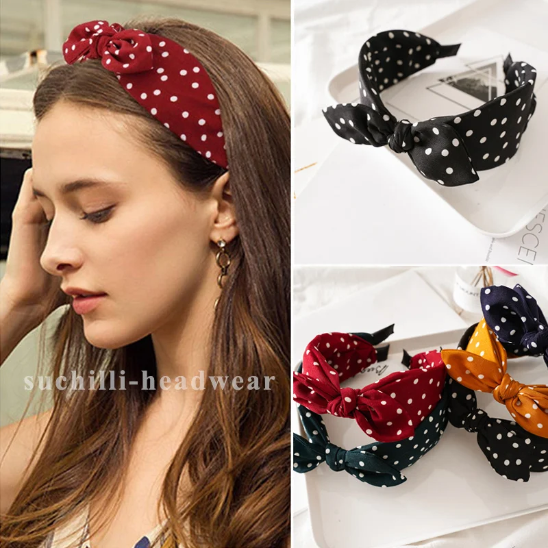 Top Trends: Women Dot Print Hair Band Wide Leopard Knotted Headband Bezel For Girls Bohemia Flower Hair Hoop Bands Headwear Hair Accessories Shoppable Styles