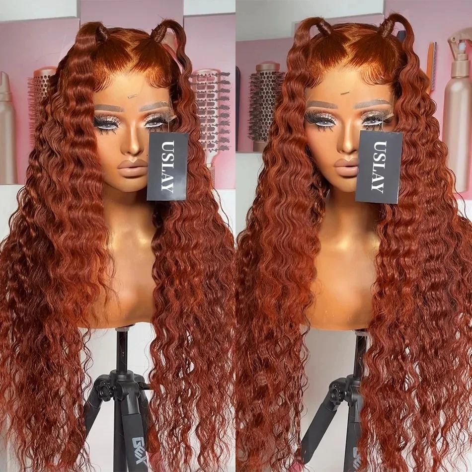 Top Trends: Reddish Brown Deep Wave 13x4 Lace Front Human Hair Wig Remy Copper Red Colored Water Curly 4x4 Closure Frontal Human Hair Wigs Shoppable Styles