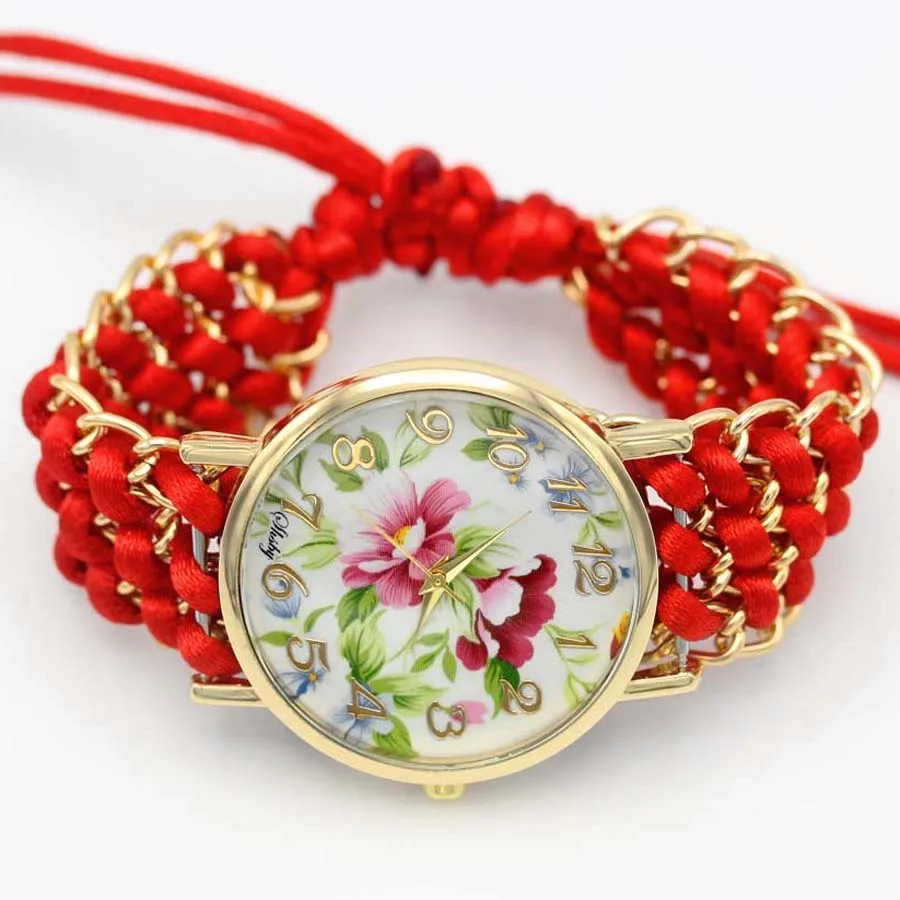 Top Trends: Shsby New Ladies Flower Hand Knitted Wristwatch Gold Women Dress Watches High Quality Fabric Quartz Watch Sweet Girls Watch Shoppable Styles