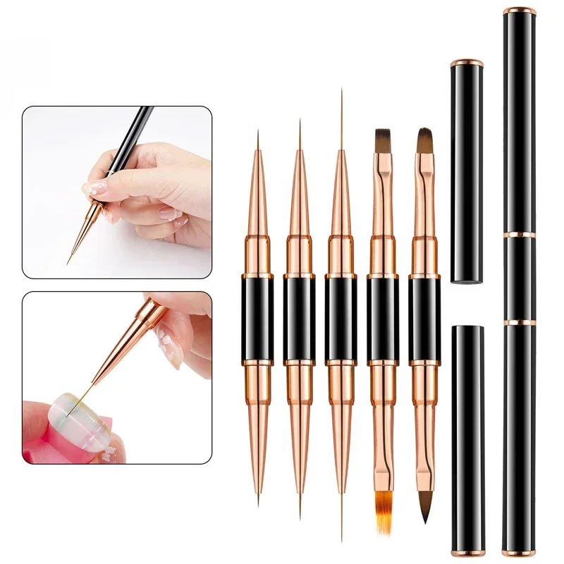 Top Trends: Dual-ended Nail Brush Acrylic Nail Art Brushes French Nail Liner Stripe Brushes UV Gel Extension Builder Flower Painting Brush Shoppable Styles