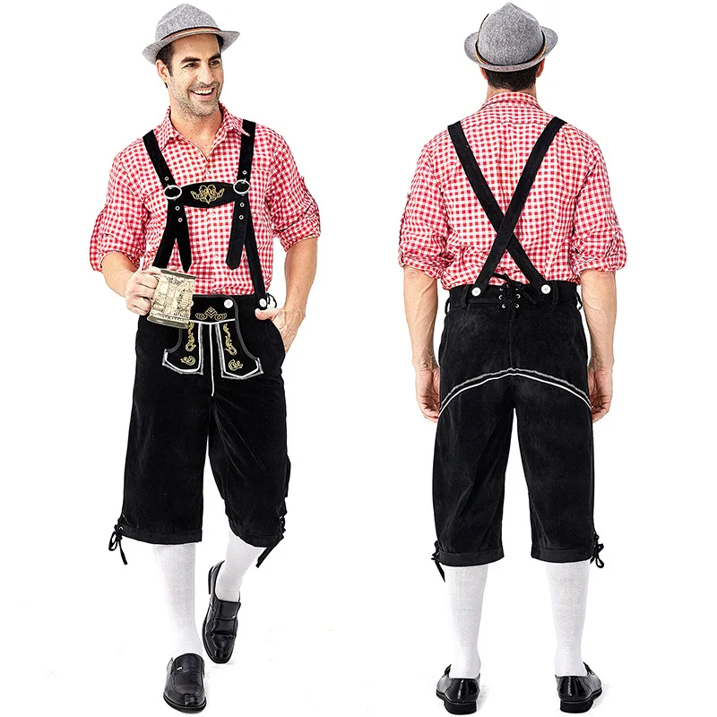 Top Trends: Mens Oktoberfest Bavarian Beer Costume German Bavarian Shorts Outfit Overalls Shirt Hat Suspenders Short Set Halloween Costume Shoppable Styles - Image 2