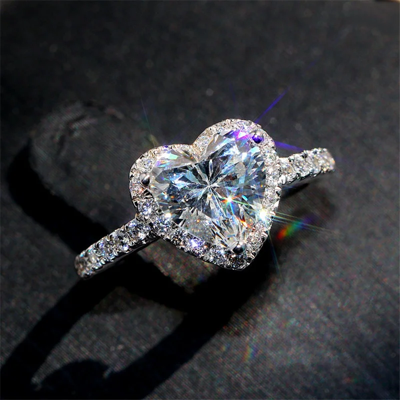 Top Trends: Luxury Silver Color Heart Ring For Women Exquisite Fashion Metal Inlaid White Zircon Stones Wedding Ring Engagement Jewelry Shoppable Styles