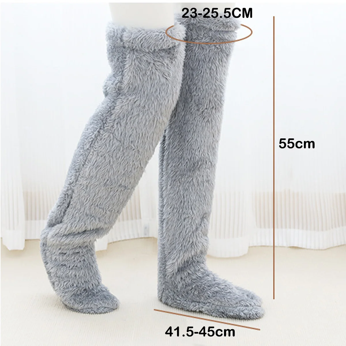 Top Trends: Fluffy Over Knee Stockings Leg Warmers Stocking Winter Warm Knee Leg Cover Home Solid Sleep Socks Thick Woolen Fuzzy Stockings Shoppable Styles - Image 2