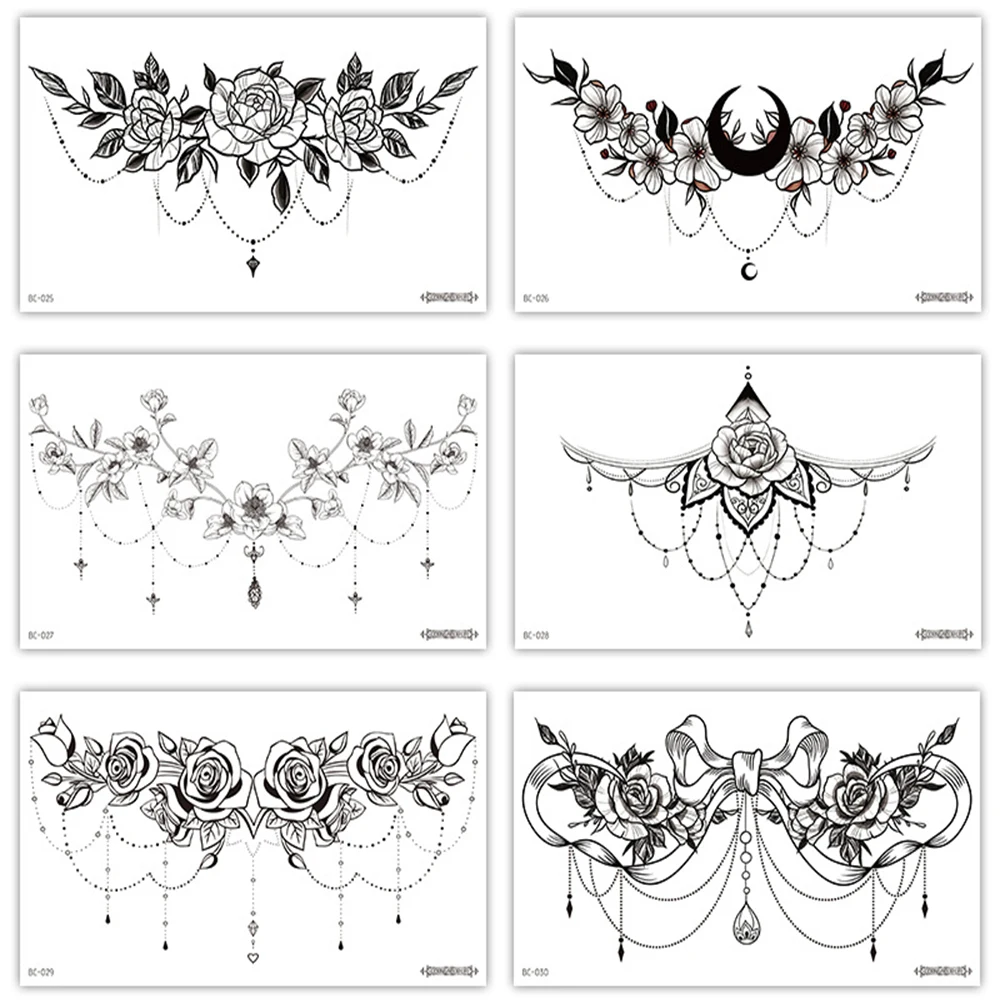 Top Trends: Waterproof Temporary Tattoos Sticker Simple Black And White Flower Sternum Stick Temporary Tattoo Stick Women Shoppable Styles