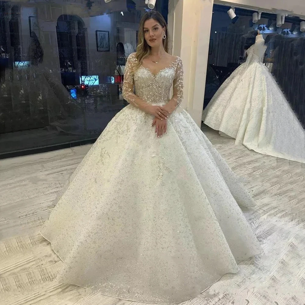 Top Trends: Sparkly Beading Wedding Dresses Long Sleeves 2023 Women's A Series Vestido De Noiva Lace Up Pageant Beading Bridal Gowns Robe Shoppable Styles