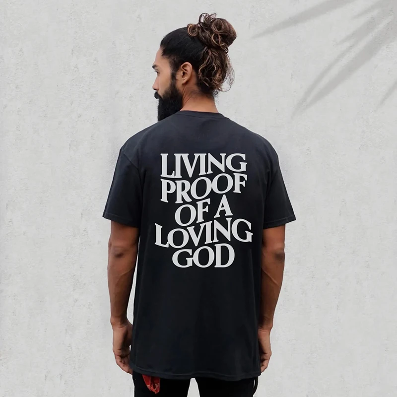 Top Trends: Men Women Summer Living Proof Of A Loving God Print Y2k T-shirt Unisex Christian Cross Jesus Short Sleeved Tees Loose Cotton Top Shoppable Styles