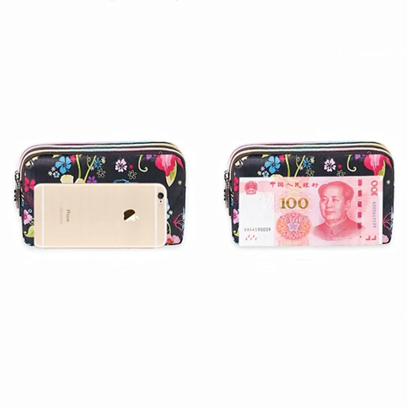 Top Trends: 3 Layers Zipper Purse Mobile Phone Pouch Women'S Handbag Waterproof Canvas Wallet Coin Card Holder Printing Bag With Handle 2022 Shoppable Styles - Image 6