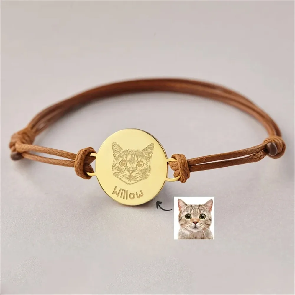 Top Trends: Personalized Photo Bangle Custom Dog Photo Charm Bracelet Personalized Pet Picture Braided Rope Bangle Memorial Jewelry Gift Shoppable Styles