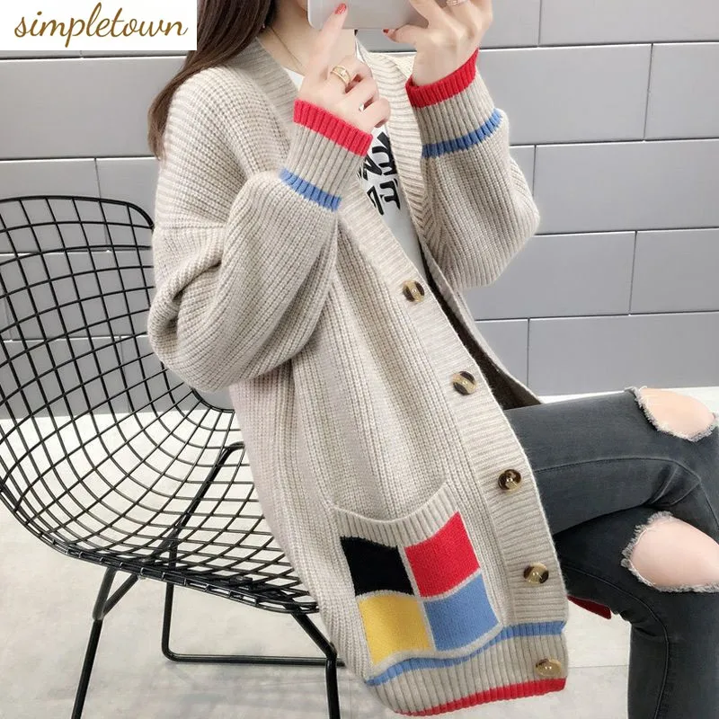 Top Trends: Knitted Coat Women&#039;s 2023 Spring And Autumn Korean Edition New Loose Medium Length Knitted Cardigan Sweater Shoppable Styles