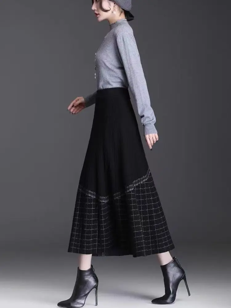 Top Trends: 2023 New Knitted Women's Autumn And Winter Versatile Fashion And Elegant Woolen Skirt High Waist A-line Pleated Half Skirt Shoppable Styles - Image 2