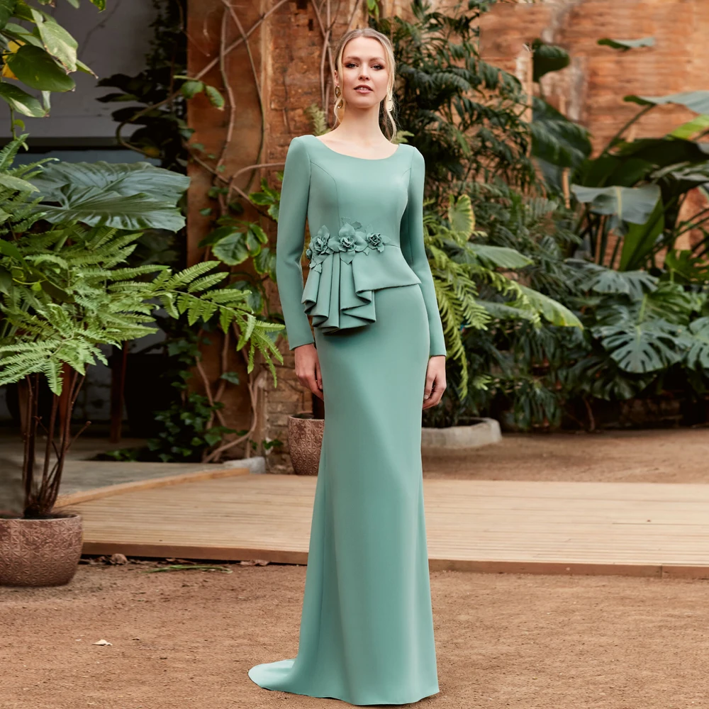 Top Trends: Elegant Mermaid Mother Of The Bride Dresses O Neck Long Sleeves Wedding Party Gowns Flowers Floor-Length 2024 فساتين السهرة Shoppable Styles