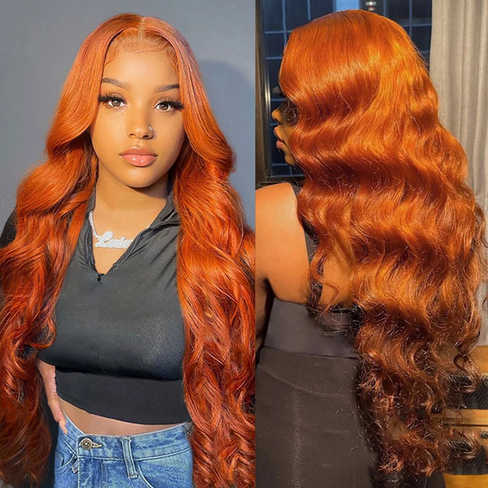 Top Trends: 30 Inch 13x4 Body Wave Orange Ginger Lace Front Human Hair Wigs Brazilian For Women 13x6 Hd Glueless Preplucked Lace Frontal Wig Shoppable Styles