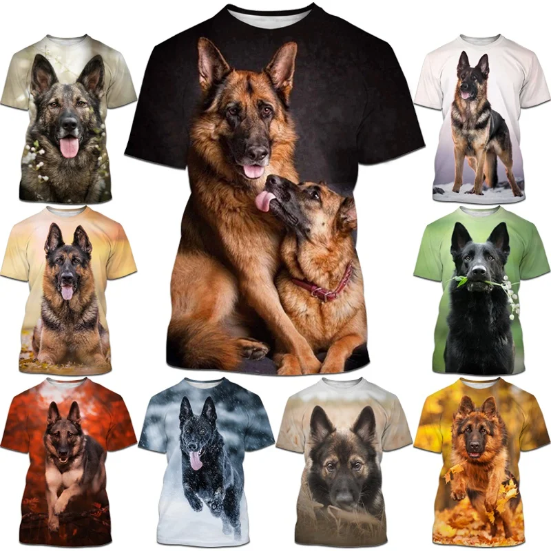 Top Trends: New Arrival Funny 3D Printed Dog T-shirt Fashion Unisex Cute German Shepherd Short Sleeve Casual Harajuku T-shirt Shoppable Styles