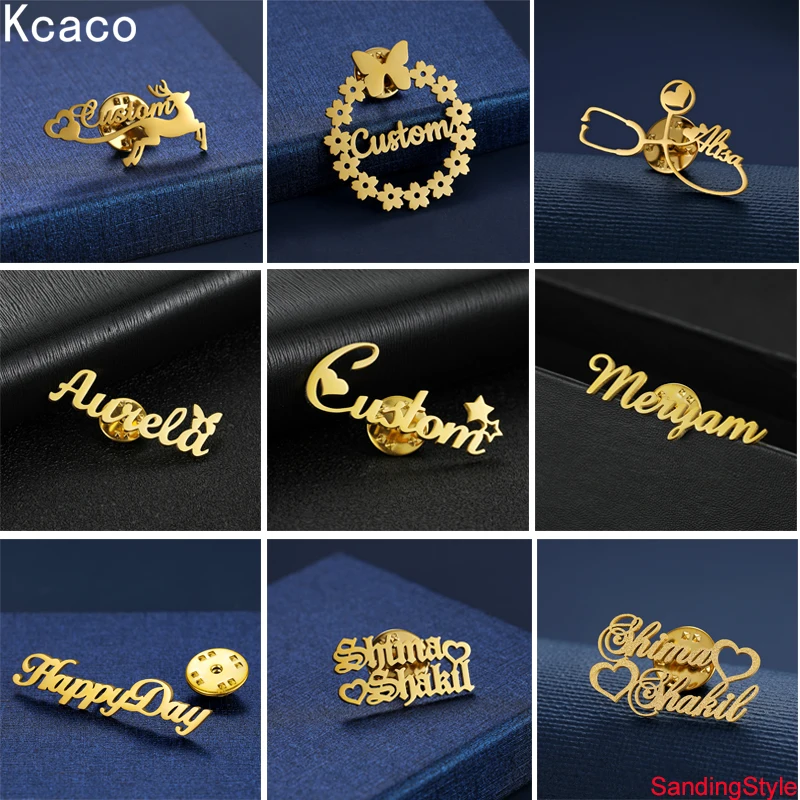 Top Trends: Kcaco Custom Brooch Stainless Steel Customized Name Brooches Jewelry Badges With Safety Pin Brooch Women Men Special Gifts Shoppable Styles