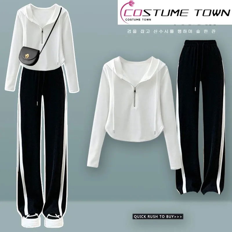 Top Trends: 2023 New Student Style Casual Thin Light Mature Design Sense Top Suit Spring Women's Small Sports Pants Two-piece Suit Shoppable Styles