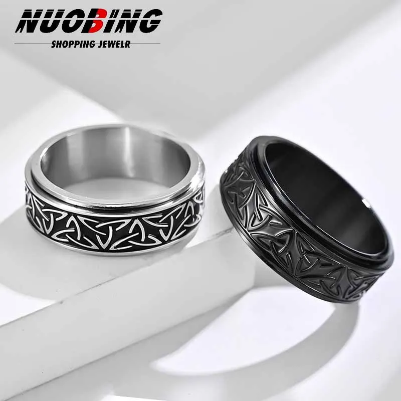 Top Trends: 8MM Nordic Pirate Totem Celtic Titanium Steel Retro Casual Sports Men&#039;s And Women&#039;s Ring Compression Resistant Jewelry Rotatable Shoppable Styles