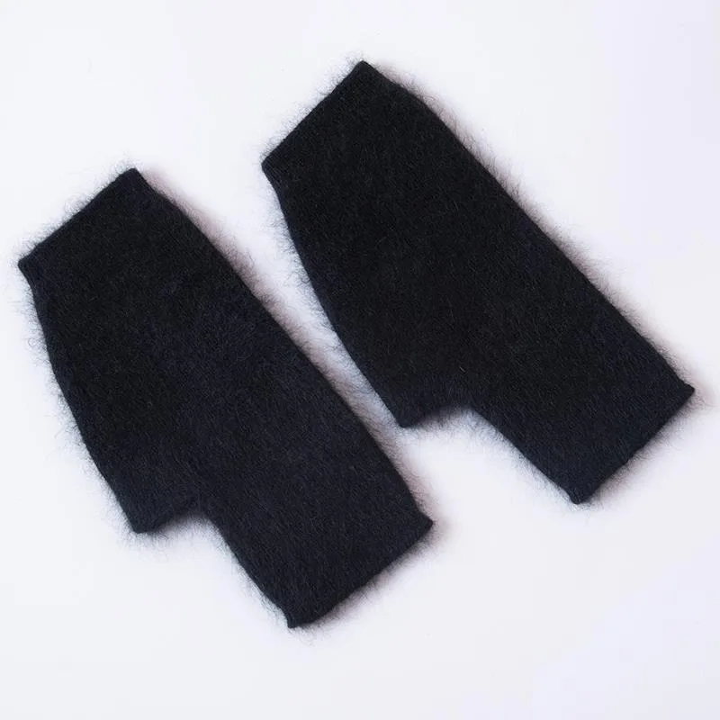 Top Trends: Mink Cashmere Autumn Winter Gloves Fingerless Warm Racoon Wool Mitten Wrist Length With Thumb Hole Mitts Korean Female Lovely Shoppable Styles