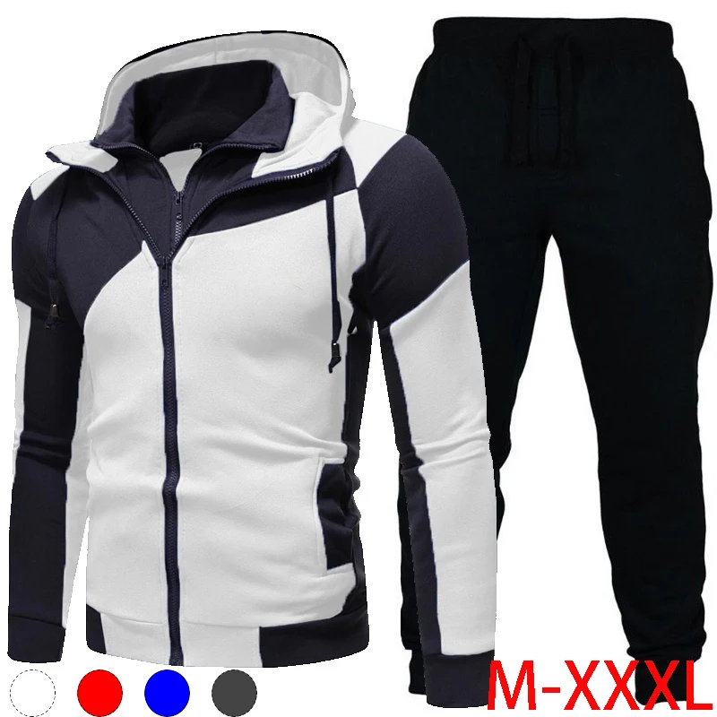 Top Trends: Autumn And Winter Men Sports Set Fashion Double Zipper Jacket / Hoodie + Pant Warm Tracksuit Sportwear Jogging Suits Racing Suits Shoppable Styles