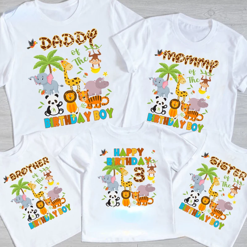 Top Trends: Zoo Animal Birthday Tshirt Family Matching Clothes Kids Boy Shirt 3 Year Party Girls TShirt Clothing Children Outfit Custom Name Shoppable Styles