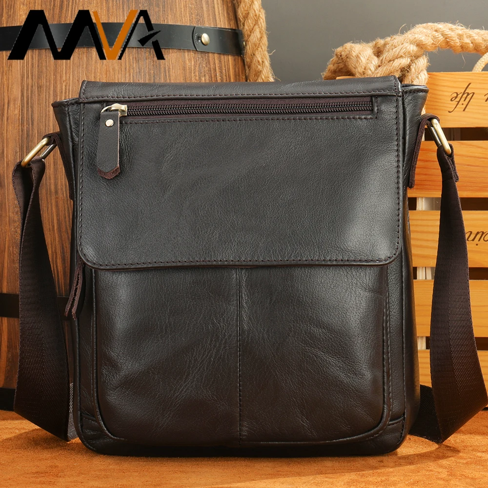 Top Trends: MVA Vintage Leather Men's Shoulder Bag Small Casual Crossbody Bag Shoulder Leather School Travel For IPad 9.7 Inch Bolsas 819 Shoppable Styles