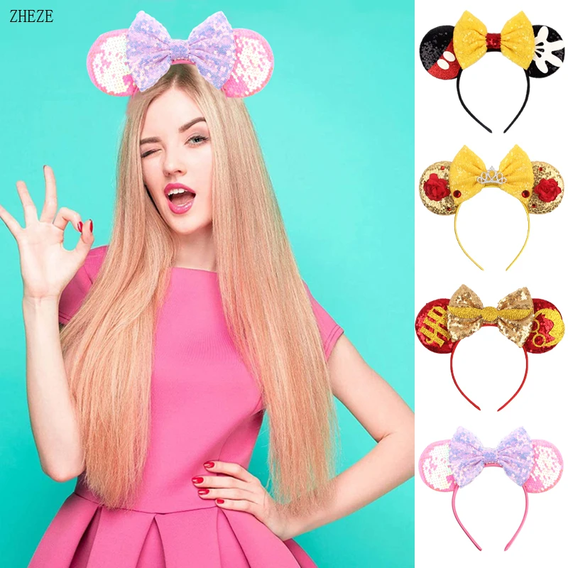 Top Trends: New Cute Donut Mouse Ears Headband For Women Girl Christmas DIY Hair Accessories Sequins Hair Bows Festival Party Hairband Mujer Shoppable Styles