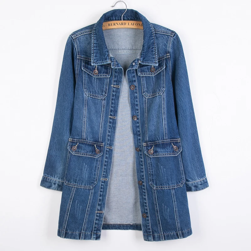 Top Trends: Women Denim Jackets Spring Autumn Long Sleeve Pockets Mid-Length Jean Coat 2023 Fashion All Matched Outerwear Shoppable Styles