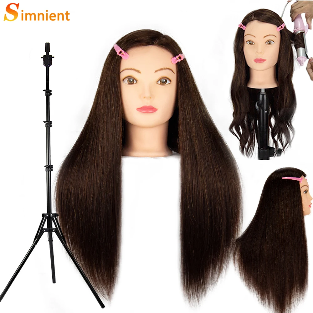 Top Trends: Long Hair Mannequin Head With 85%Real Hair Hairdresser Practice Training Head Cosmetology Manikin Doll Head And Wig Stand Tripod Shoppable Styles