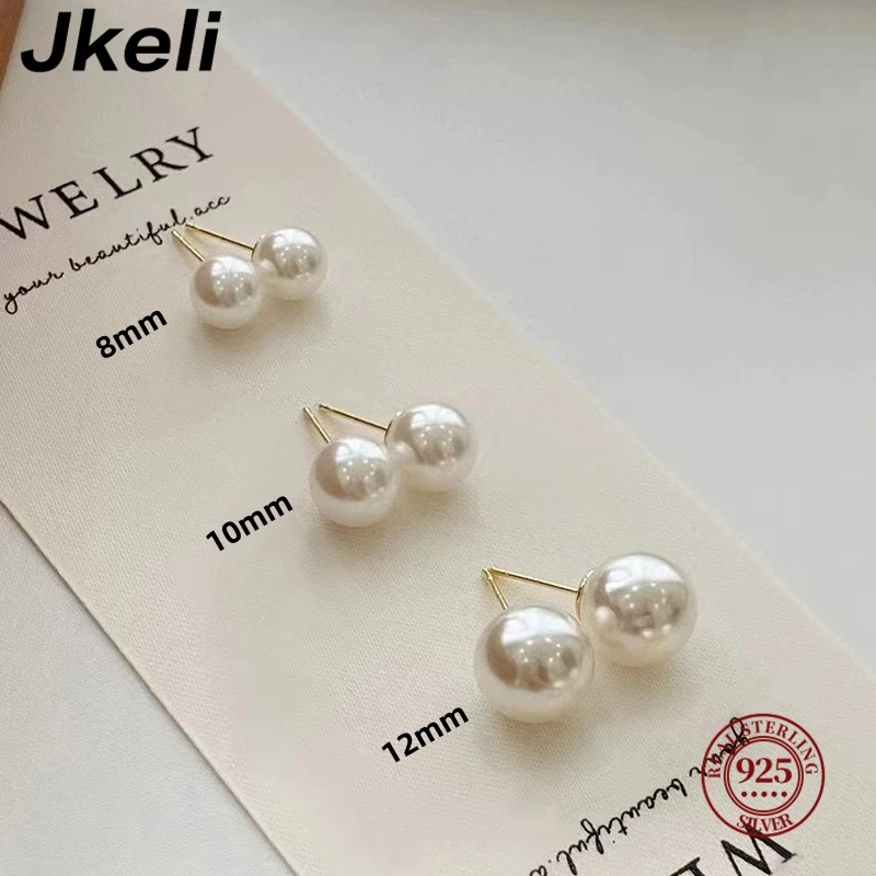 Top Trends: Jkeli Wholesale Natural White 8-12mm Freshwater Pearl And 925 Sterling Silver Stud Earrings For Women One Pair Shoppable Styles - Image 5