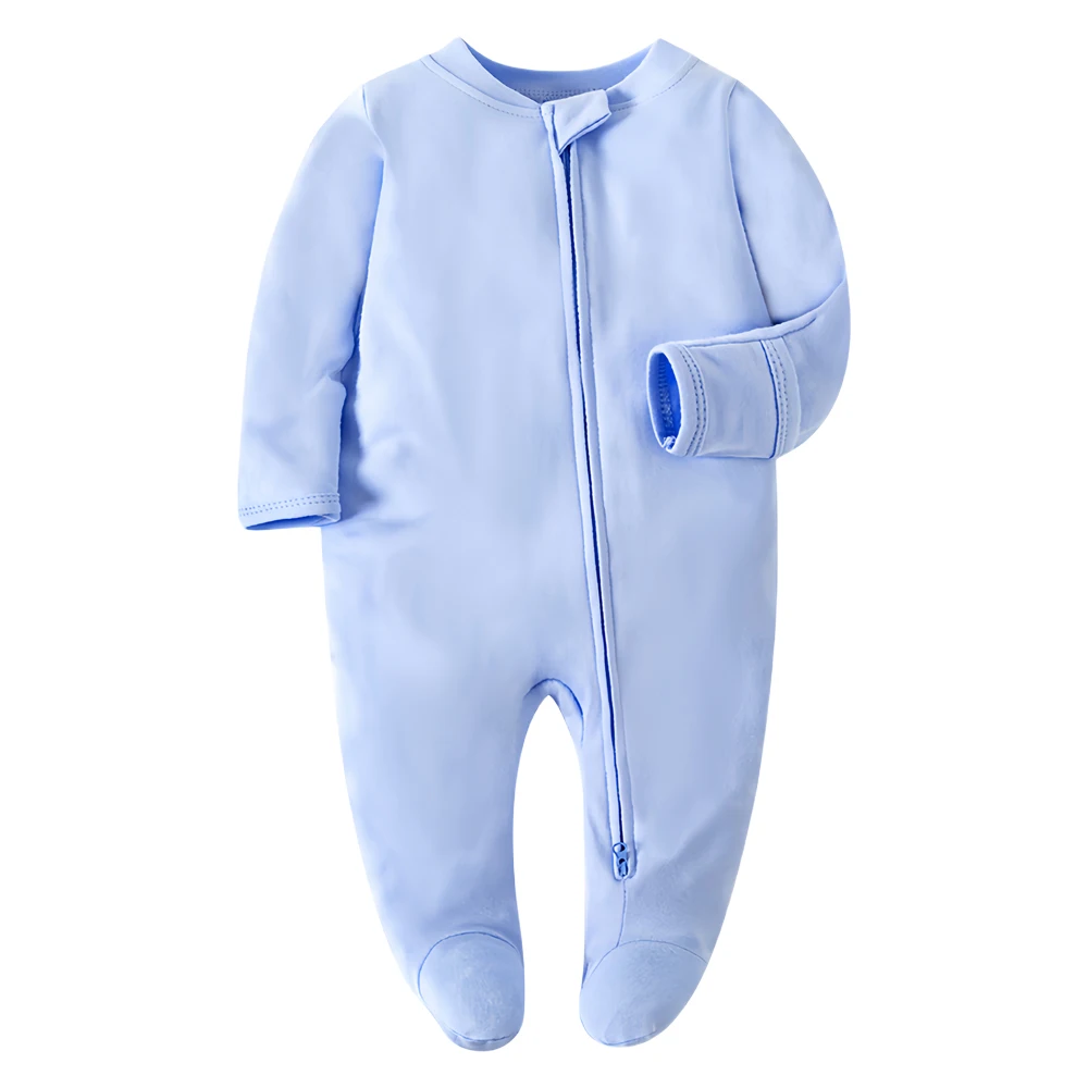 Top Trends: Newborn Baby Footed Sleepwear, Cotton, White, Soft, Zipper, One Piece Pajamas, Newborn Clothing, 0-12 Months Shoppable Styles