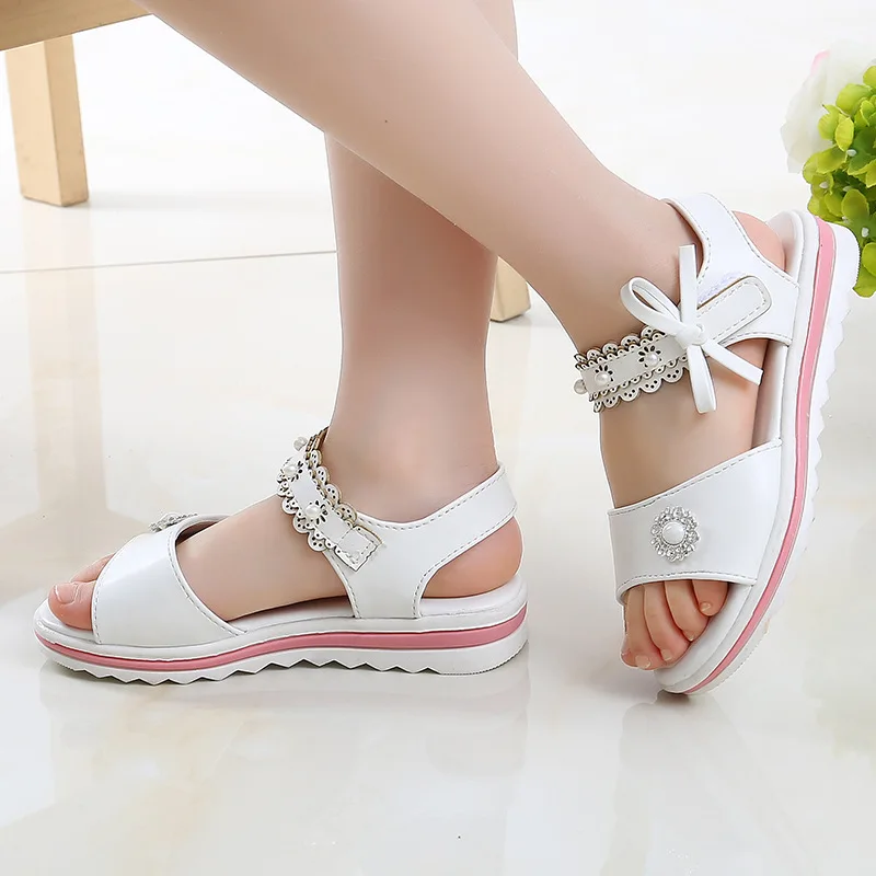 Top Trends: 2021 Princesses Sandal Summer For Girls Beach White Pink Shoes Kids Children Rhinestone Sandals 3 4 5 6 7 8 9 10 11 12 Year Old Shoppable Styles