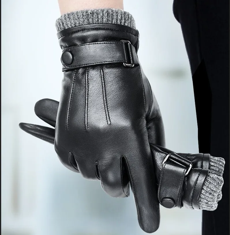 Top Trends: Luxury Genuine Leather Gloves Men Driving Riding Moto Winter Warm Goat Skin Soft Black Touch Screen Gloves Shoppable Styles