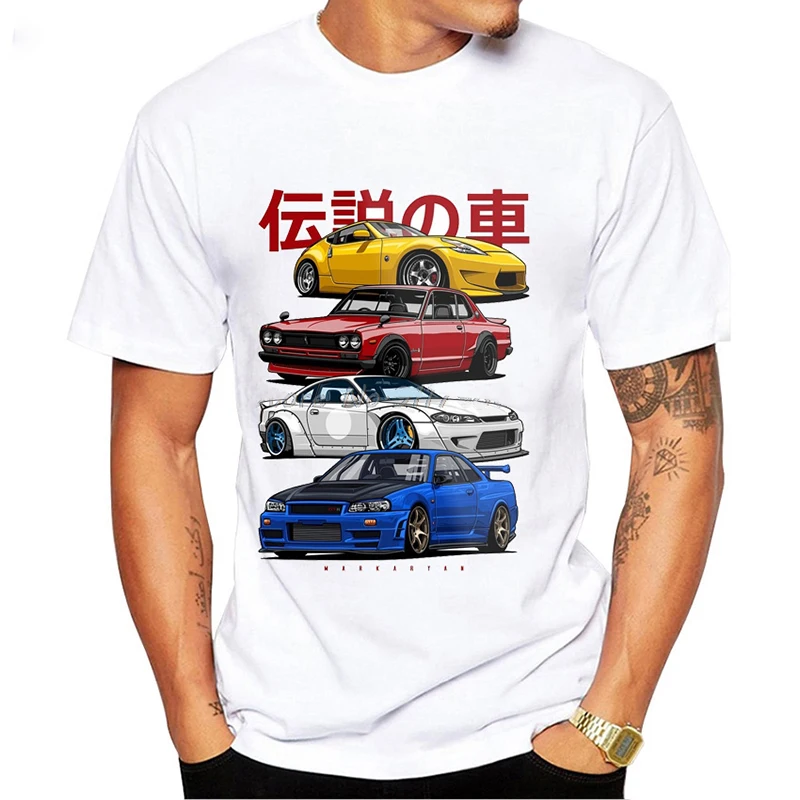 Top Trends: Vintage Fast And Furious Skyline Car Print T-Shirt Fashion Men Short Sleeve Funny Boy Casual Tops Hipster Man White Tee Shirt Shoppable Styles