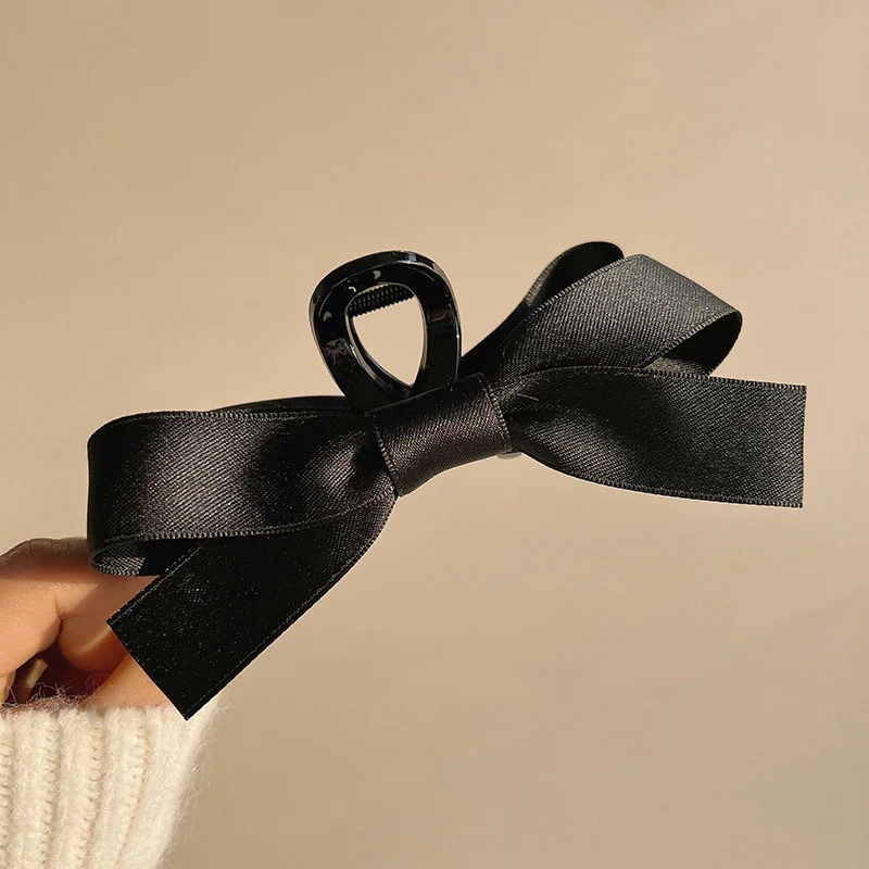 Top Trends: Black Bowknot Hair Clip For Girls Korean Style Versatile Large Hair Claw Ribbon Hairpin Woman Popular 2023 Summer Accessories Shoppable Styles - Image 5