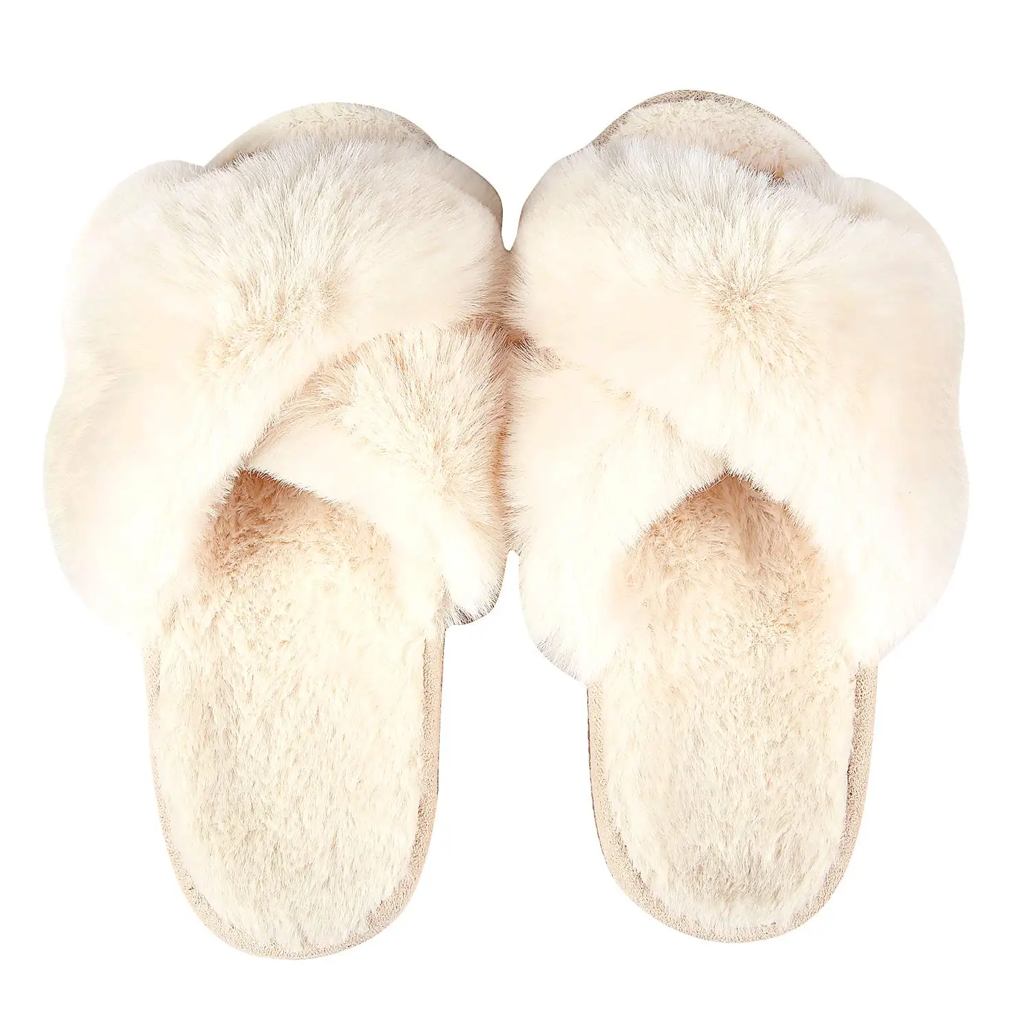 Top Trends: Comwarm New Fashion Furry Slippers Women Winter Cross Fluffy Fur Home Slides Thick Sole Indoor Floor Shoes Ladies Fur Flip Flops Shoppable Styles - Image 4