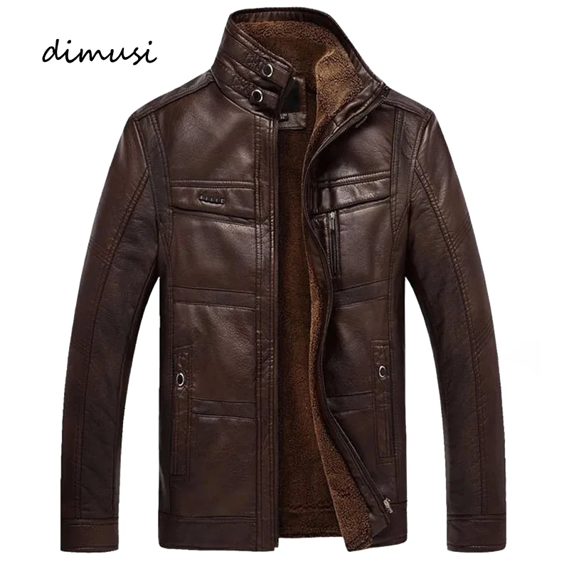 Top Trends: DIMUSI Leather Jacket Men Winter Leanther Jacket Thicken Warm Coat Male Casual Stand Collar Thermal Leather Coats Clothing 5XL Shoppable Styles