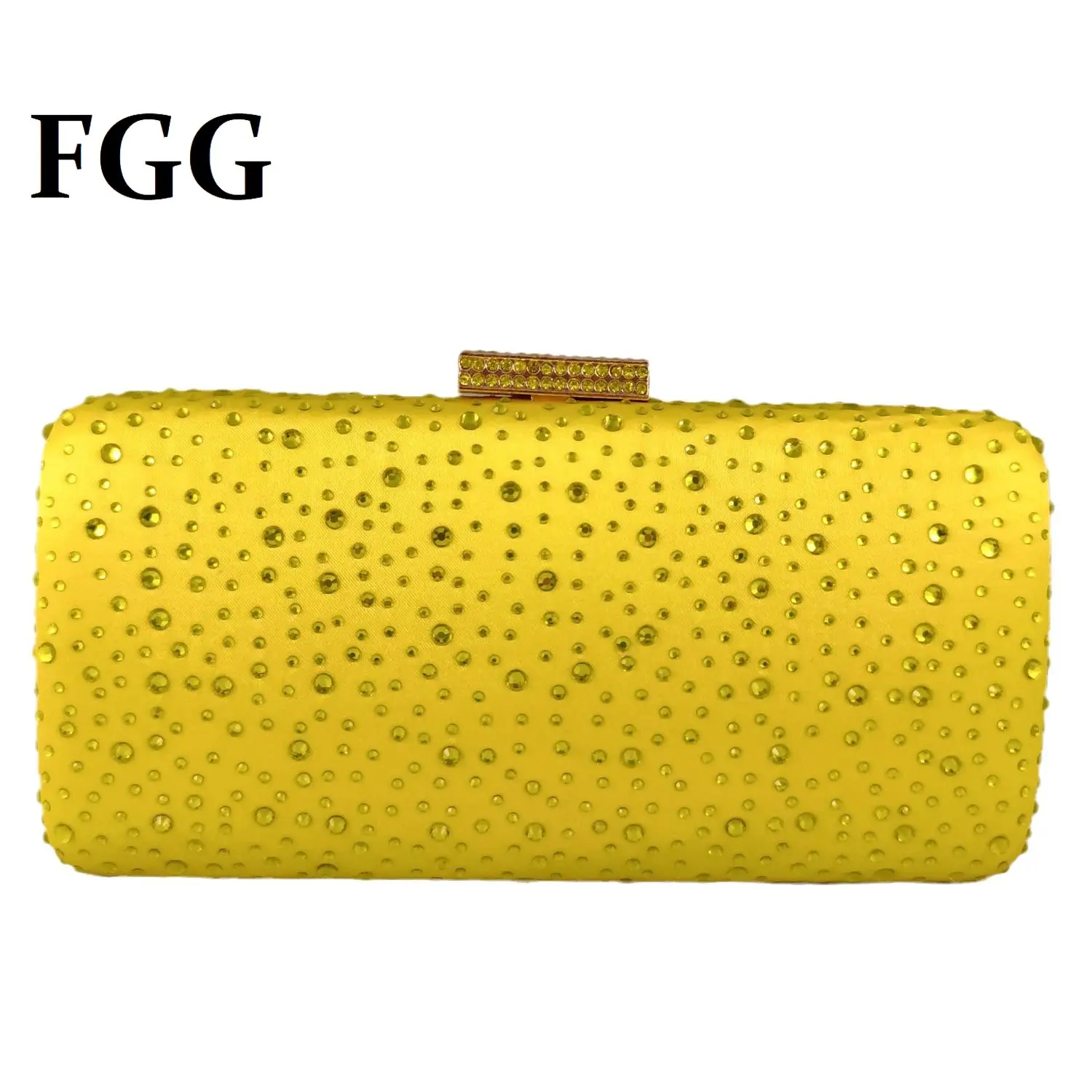 Top Trends: Boutique De FGG Women Yellow Crystal Evening Bags Wedding Party Rhinestone Purses And Handbags Bridal Box Clutch Bag Shoppable Styles