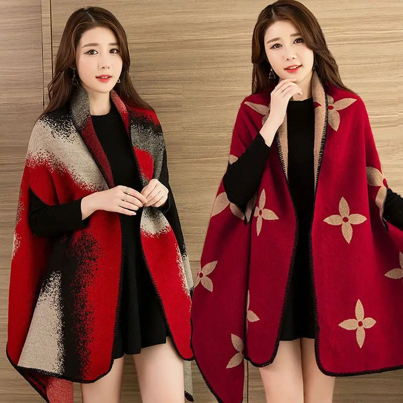 Top Trends: Luxury Shawl Women&#039;s Outer Wear Thickened Cashmere High-end Autumn And Winter Scarf Dual-use 2023 New Cloak Cloak Coat Shoppable Styles