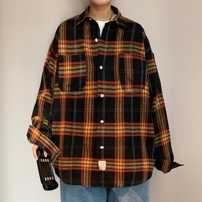 Top Trends: Autumn Oversized Long Sleeved Shirt Men Fashion Retro Plaid Shirt Men Streetwear Korean Loose Casual Shirts Mens Large Size 5XL Shoppable Styles - Image 4