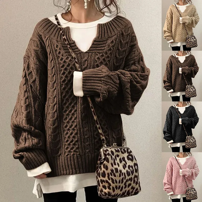 Top Trends: Knitted Sweater Women Fashion Chic Pullovers Sweet Basic Casual Loose Long Sleeve V-Neck Knitwear Tops Autumn Winter New 2023 Shoppable Styles