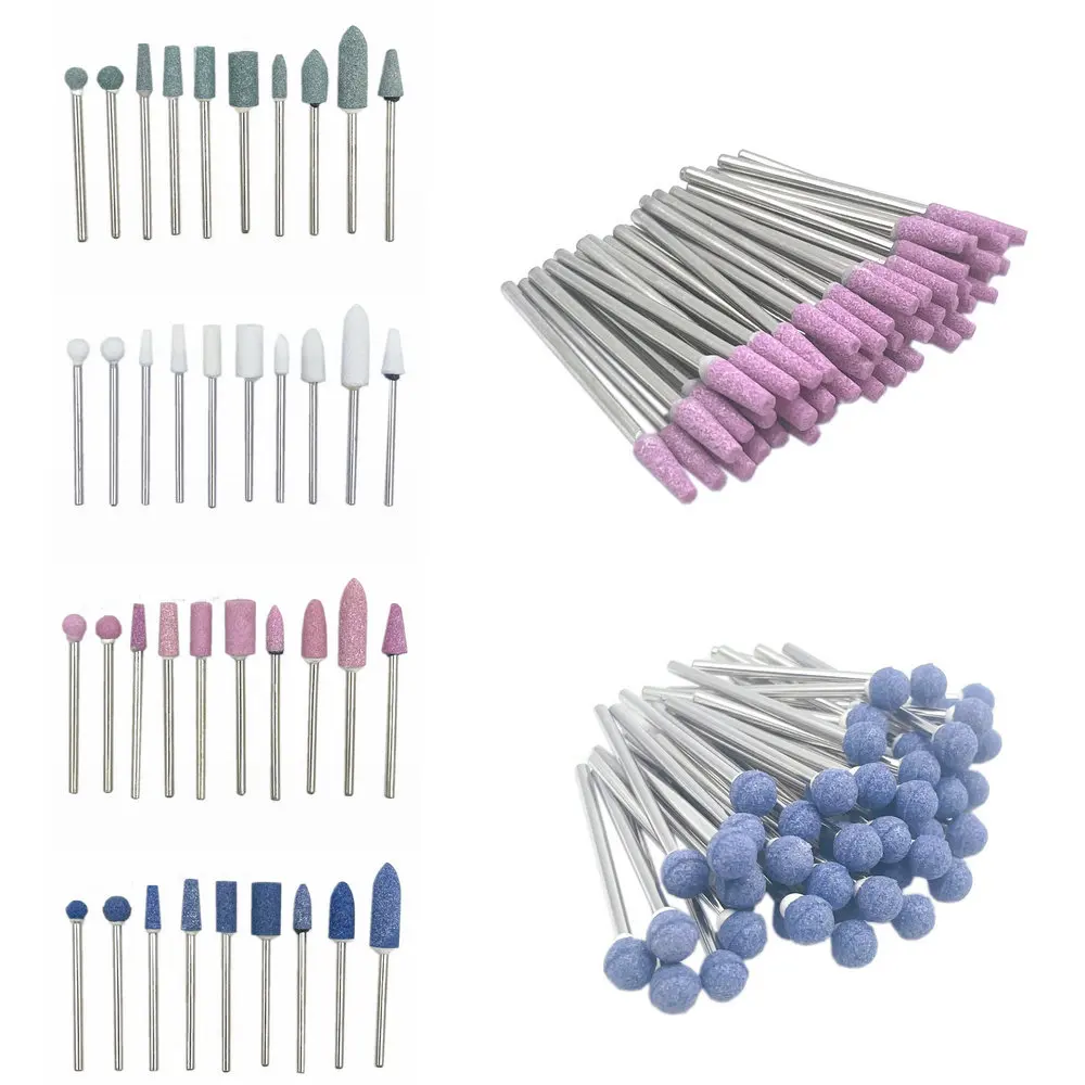 Top Trends: 50pcs/pack Corundum Nail Drill Bits 3/32" Rotary Ceramic Stone Burr Cutters For Manicure Nails Accessories Tool Shoppable Styles