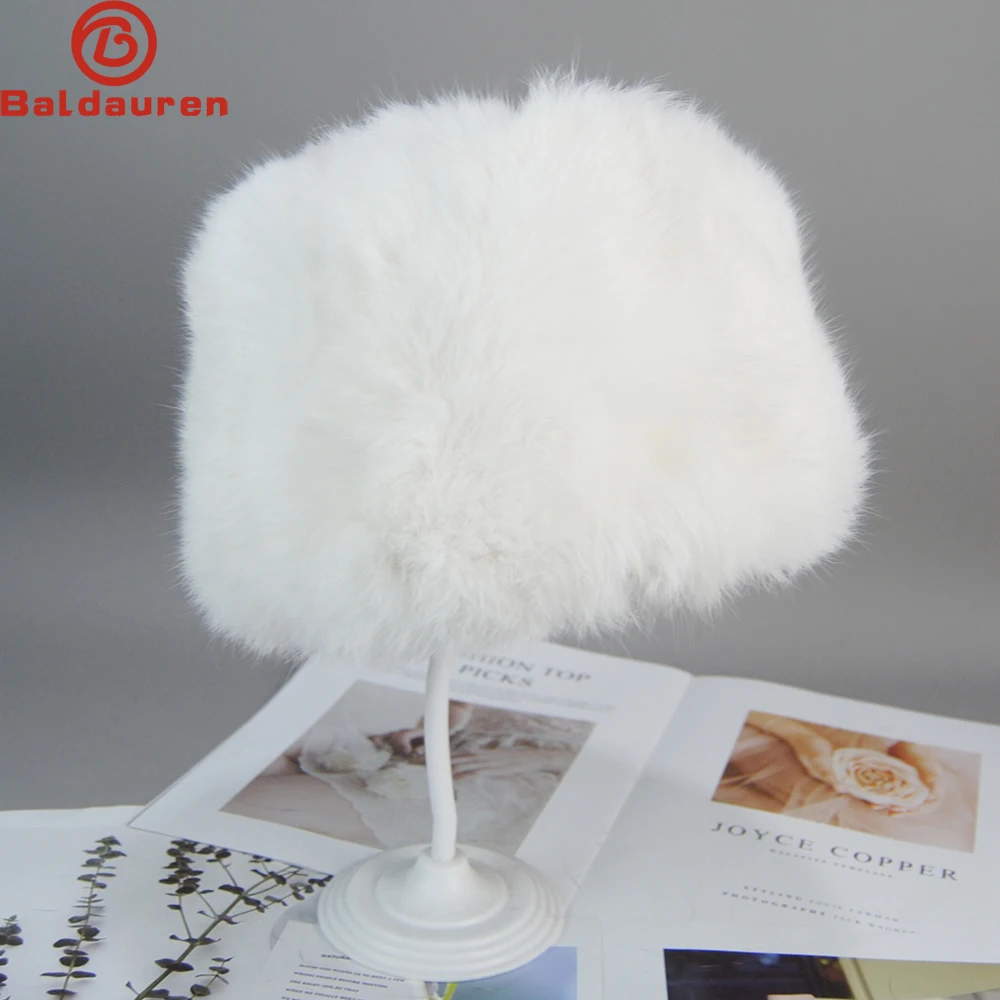 Top Trends: 2024 Unisex Winter Warm Real Rabbit Fur Bomber Hat Natural Quality Rabbit Fur Hats Russian Outdoor 100% Genuine Rabbit Fur Caps Shoppable Styles