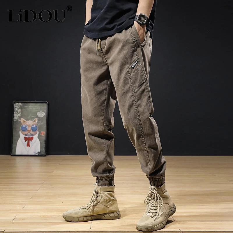 Top Trends: 2023 New Korean Fashion Autumn Pants Men Sports Chic Safari Loose Casual Street Hipster Punk Hip Pop Y2k Solid Color Trousers Shoppable Styles