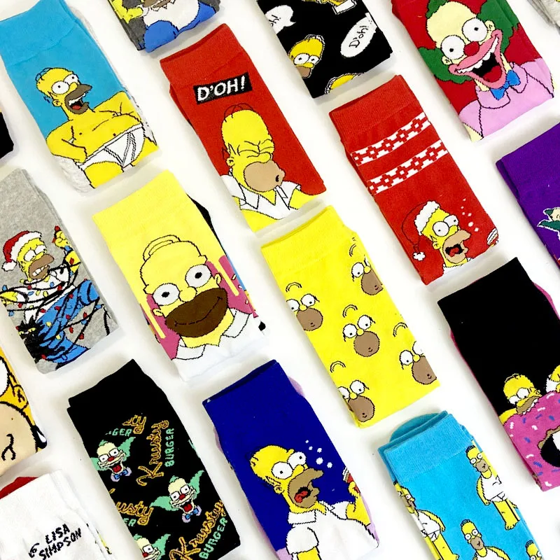 Top Trends: 1 Pair The Simpsons Harajuku Autumn Women Men Socks Cartoon Personality Skateboard Socks Anime Middle Tube Cotton Unisex Socks Shoppable Styles