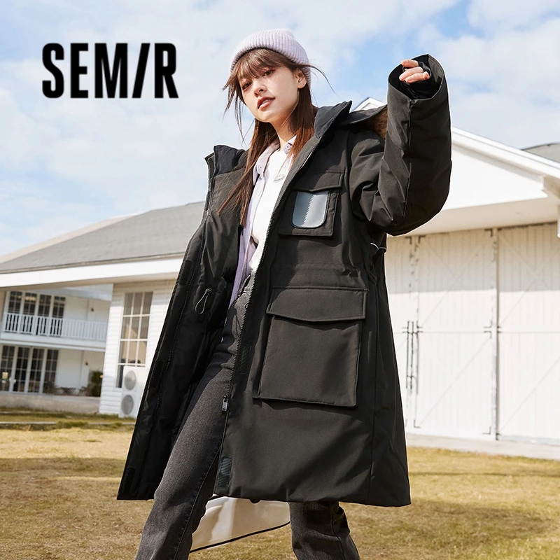 Top Trends: Semir Down Jacket Women Long Three-Proof Loose Handsome Fashionable 2023 Winter New Hooded Warm Thick Coat Shoppable Styles