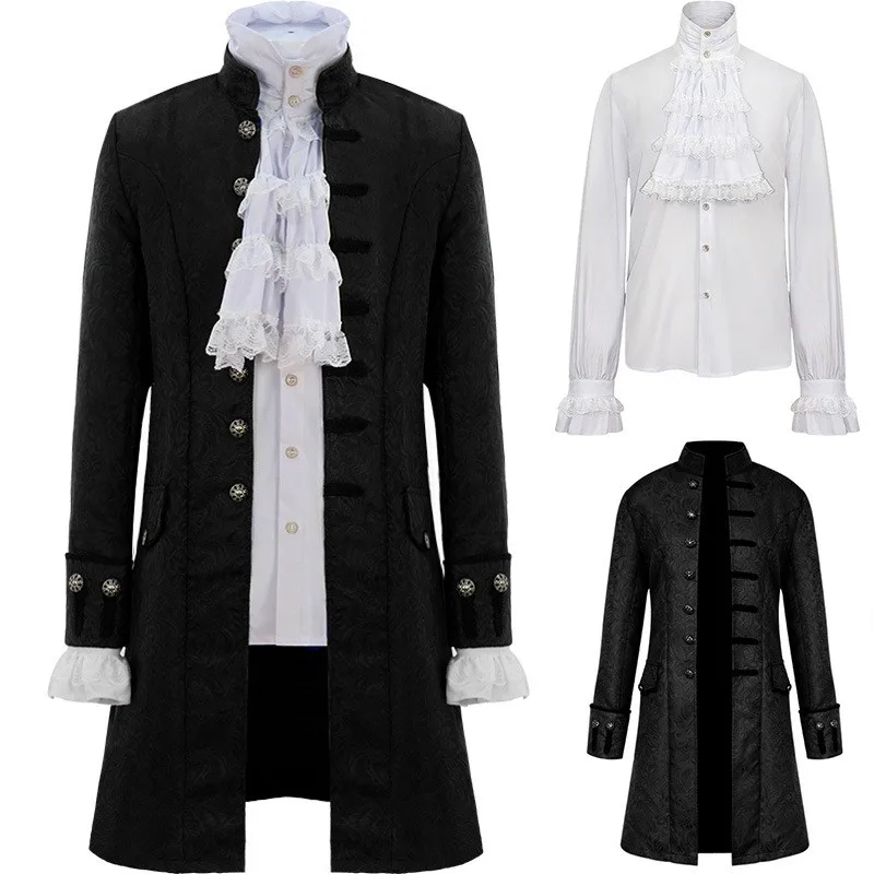 Top Trends: Hot Sell Spring Adult Man Victorian Medieval Steampunk Trench Coat Renaissance Jacket Halloween Prince Costume Performance Cloth Shoppable Styles