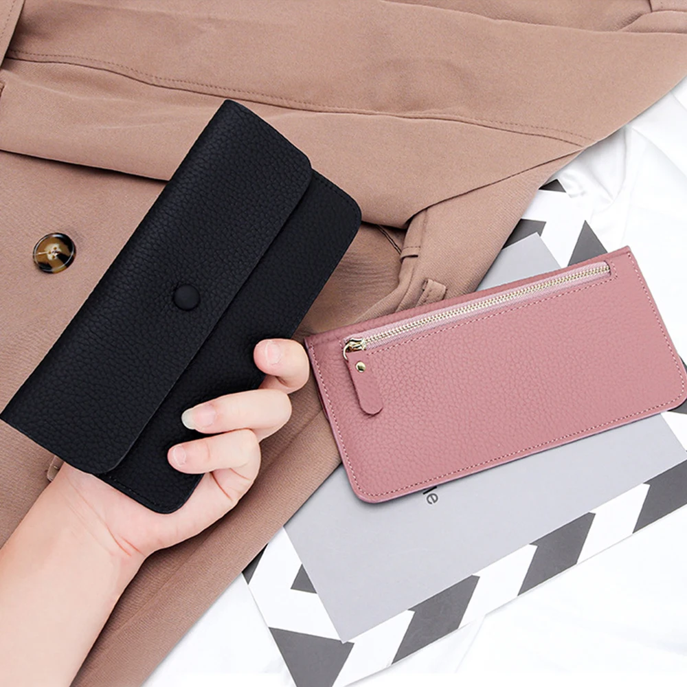 Top Trends: 100% Genuine Leather Women Long Wallet Luxury Slim Clutch Envelope Money Bag Ladies Fashion Cowhide ID Credit Card Holder Purse Shoppable Styles