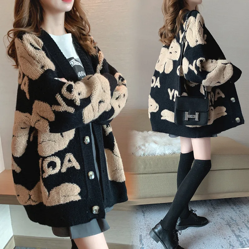 Top Trends: Sweater Coat Autumn Winter Clothing 2023 New Trendy Lazy Ins Korean Version Loose Large Size Knitted Cardigan Women Y2k Crop Top Shoppable Styles