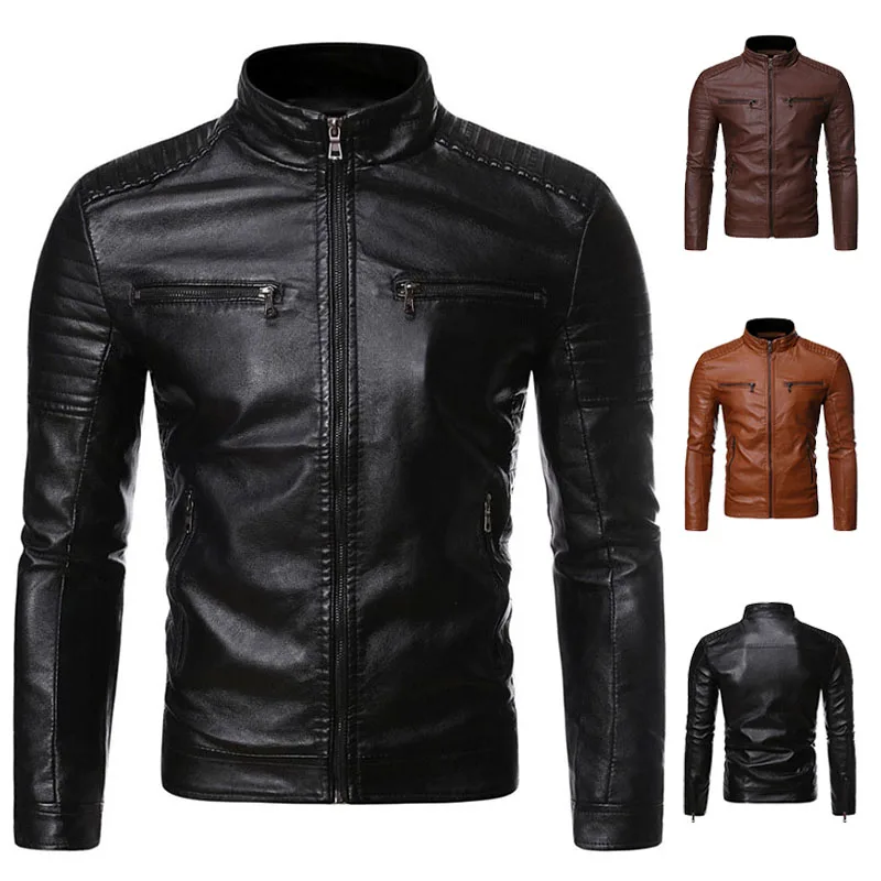 Top Trends: Autumn New Men Leather Coat Zipper Korean Fashion Leather Sheepskin Men Leather Jacket Trend Casual Fit Slim Baseball Clothes Shoppable Styles