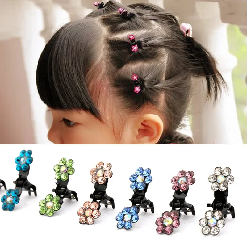 Top Trends: Ncmama 12pcs / set Mini Rhinestone No-Slip Grips Hair Clips For Women Girls Glitter Teeth Metal Clamps Flower Hair Accessories Shoppable Styles